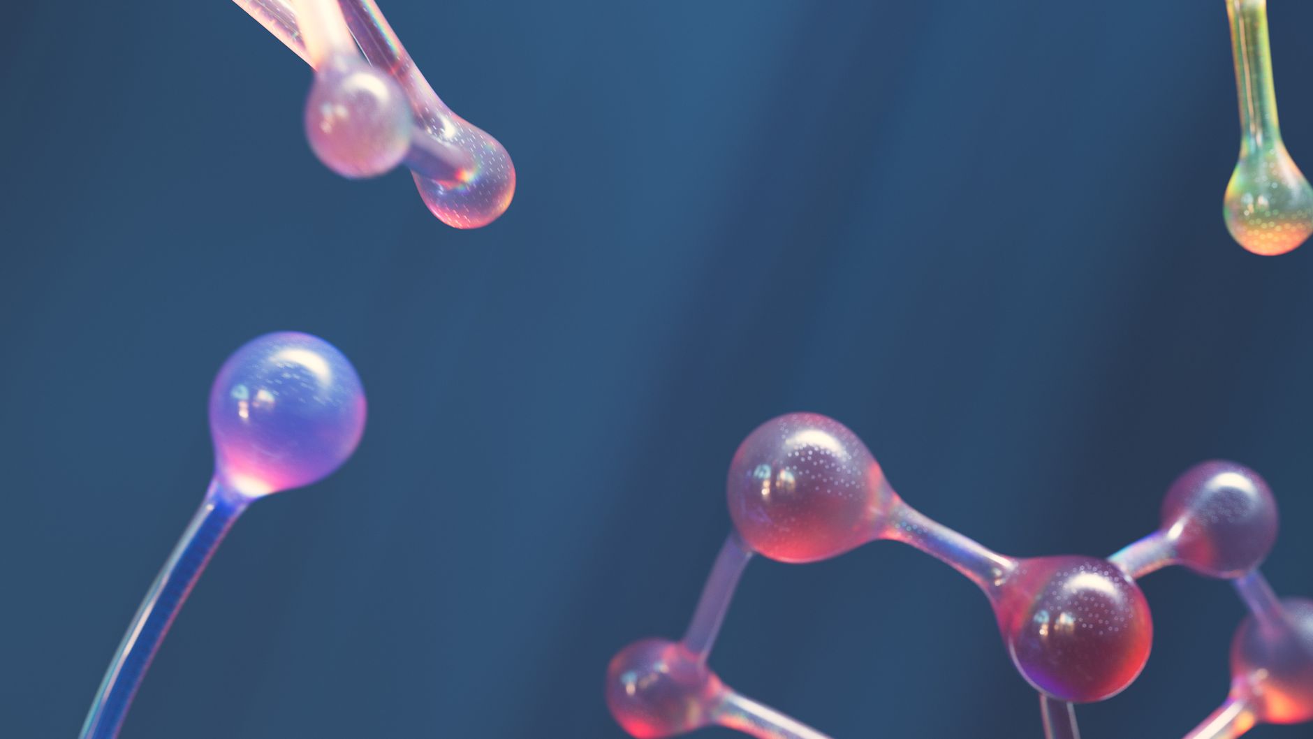 3d-render | 3D molecular structure of water and hydronium ions with glowing chemical bonds